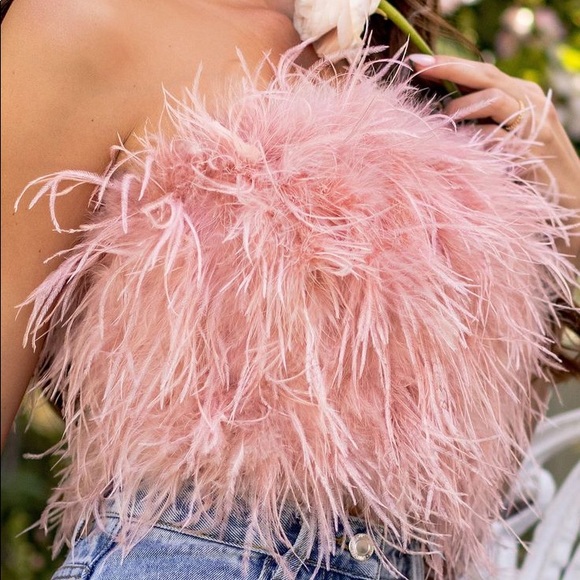 The Night Is Young Pink Feather Crop Top - Picture 7 of 7